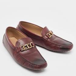 Salvatore Ferragamo Burgundy Leather Slip On Loafers Size 40.5