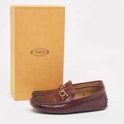Salvatore Ferragamo Burgundy Leather Slip On Loafers Size 40.5