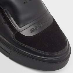 Pre Owned Salvatore Ferragamo Black Leather and Suede Slip On Sneakers Size 40