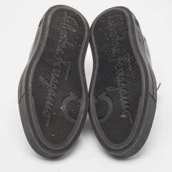 Pre Owned Salvatore Ferragamo Black Leather and Suede Slip On Sneakers Size 40