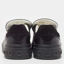 Pre Owned Salvatore Ferragamo Black Leather and Suede Slip On Sneakers Size 40