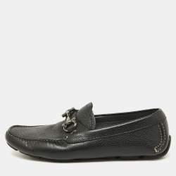 Salvatore Ferragamo Black Leather Gancini Loafers Size 41