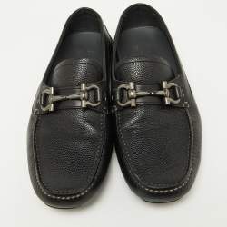 Salvatore Ferragamo Black Leather Gancini Loafers Size 41