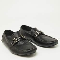 Salvatore Ferragamo Black Leather Gancini Loafers Size 41