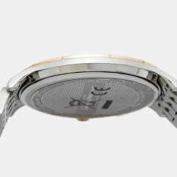 Pre Owned Salvatore Ferragamo Silver Two-Tone Stainless Steel Slim SFDE00418 Men's Wristwatch 40 mm