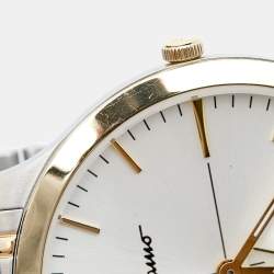 Pre Owned Salvatore Ferragamo Silver Two-Tone Stainless Steel Slim SFDE00418 Men's Wristwatch 40 mm