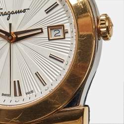 Pre Owned Salvatore Ferragamo 1898 Series FF3070014 Silver White Dial Two-Tone Stainless Steel Men's Wristwatch 40 mm