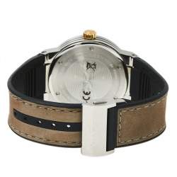 Pre Owned Salvatore Ferragamo Two-Tone Stainless Steel Leather F-80 FIF070016 Men's Wristwatch 44 mm