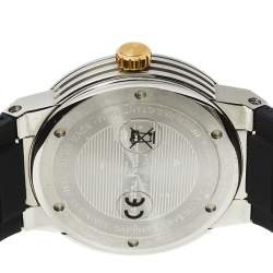 Pre Owned Salvatore Ferragamo Two-Tone Stainless Steel Leather F-80 FIF070016 Men's Wristwatch 44 mm