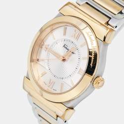 Pre Owned Salvatore Ferragamo Silver Two Tone Stainless Steel F10 Men's Wristwatch 38 mm