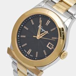 Pre Owned  Salvatore Ferragamo Black Two-Tone Stainless Steel 1898 F62LBQ9509S095 Men's Wristwatch 39 mm