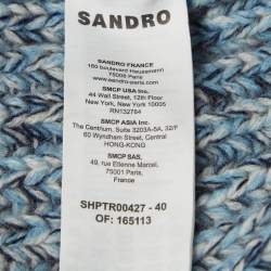 Pre Owned Sandro Blue Heavy Wool Knit Crew Neck Sweater XXL