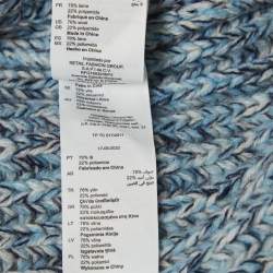 Pre Owned Sandro Blue Heavy Wool Knit Crew Neck Sweater XXL