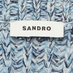 Pre Owned Sandro Blue Heavy Wool Knit Crew Neck Sweater XXL
