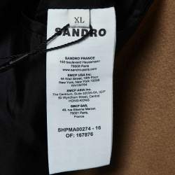 Sandro Beige Wool Single Breasted Overcoat XL
