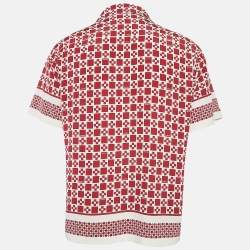 Sandro Red Print Crepe Short Sleeve Shirt M