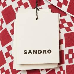 Sandro Red Print Crepe Short Sleeve Shirt M
