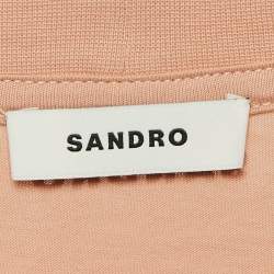 Pre Owned Sandro Pink Peach Pink Heart Jersey Crewneck T-Shirt XL