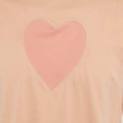 Pre Owned Sandro Pink Peach Pink Heart Jersey Crewneck T-Shirt XL