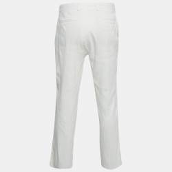 Sandro White Stripe Linen Blend Straight Leg Pants XXL