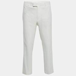 Sandro White Stripe Linen Blend Straight Leg Pants XXL