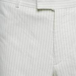 Sandro White Stripe Linen Blend Straight Leg Pants XXL
