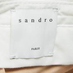 Sandro White Stripe Linen Blend Straight Leg Pants XXL