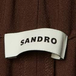 Pre Owned Sandro Brown Stretch Crepe Trousers L