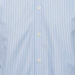 Pre Owned Sandro Blue Pinstriped Cotton Shirt M