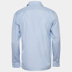 Pre Owned Sandro Blue Pinstriped Cotton Shirt M