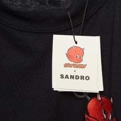 Sandro x Hot Stuff Black Embroidered Crew Neck T-shirt L