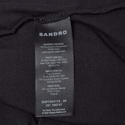 Sandro x Hot Stuff Black Embroidered Crew Neck T-shirt L
