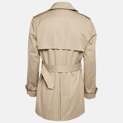 Pre Owned Sandro Beige Gabardine Cotton Long Double Breasted Trench Coat XL