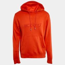 Sandro Dark Orange Logo Embroidered Cotton Hoodie M