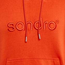Sandro Dark Orange Logo Embroidered Cotton Hoodie M