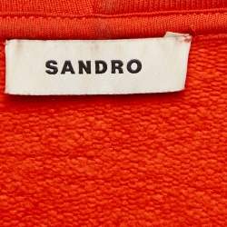 Sandro Dark Orange Logo Embroidered Cotton Hoodie M