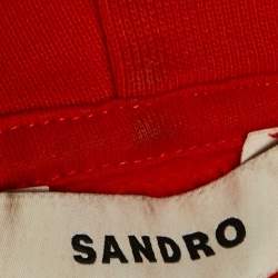 Sandro Dark Orange Logo Embroidered Cotton Hoodie M