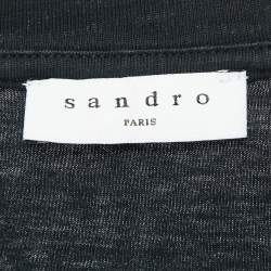 Sandro Black Embroidered Cotton T-Shirt M