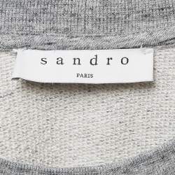 Sandro Grey Mélange Cotton Tufted Sweatshirt L