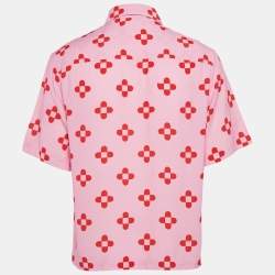 Sandro Pink Floral Print Crepe Short Sleeve Shirt M