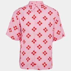 Sandro Pink Floral Print Crepe Short Sleeve Shirt M