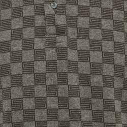 Sandro Grey Check Print Cotton Pique Polo T-Shirt L