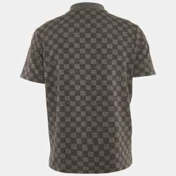 Sandro Grey Check Print Cotton Pique Polo T-Shirt L