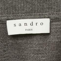 Sandro Grey Check Print Cotton Pique Polo T-Shirt L