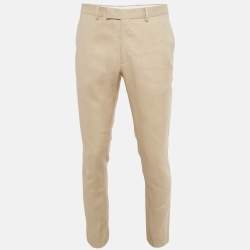 Sandro Cream Linen Regular Fit Trousers M