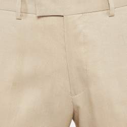 Sandro Cream Linen Regular Fit Trousers M