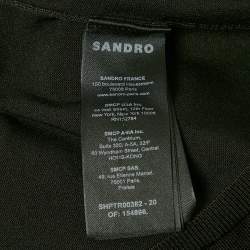 Pre Owned Sandro Black Stretch Knit Polo T-Shirt L
