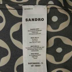 Pre Owned Sandro Black Printed Crepe Loose Fit Shirt XS