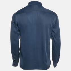 Sandro Blue Satin Requin Shirt XS