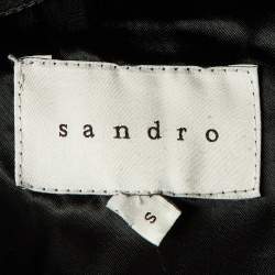 Sandro Black Wool & Leather Zip Front  Jacket S